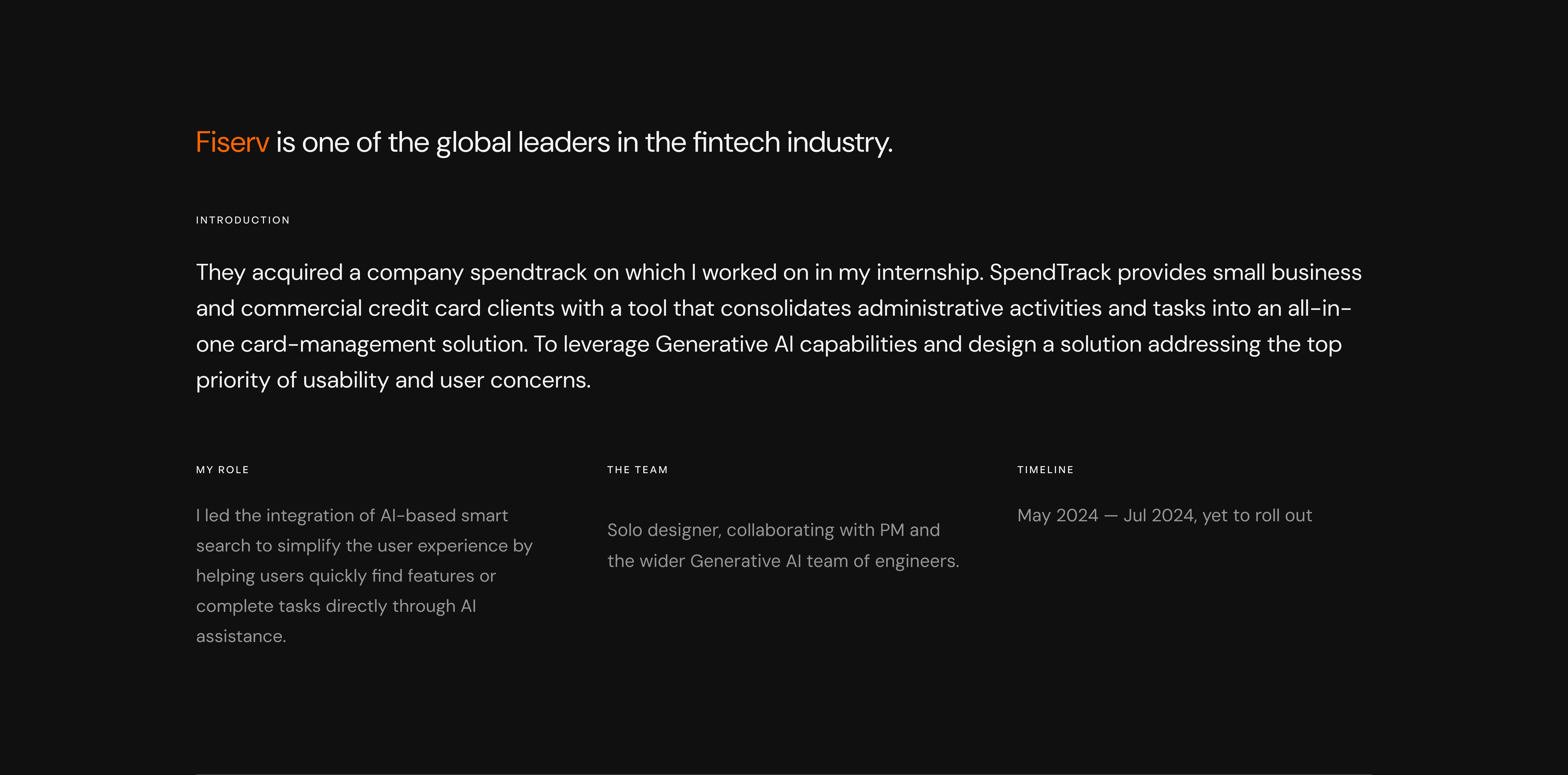 SpendTrack AI case study, slide 2 of 13